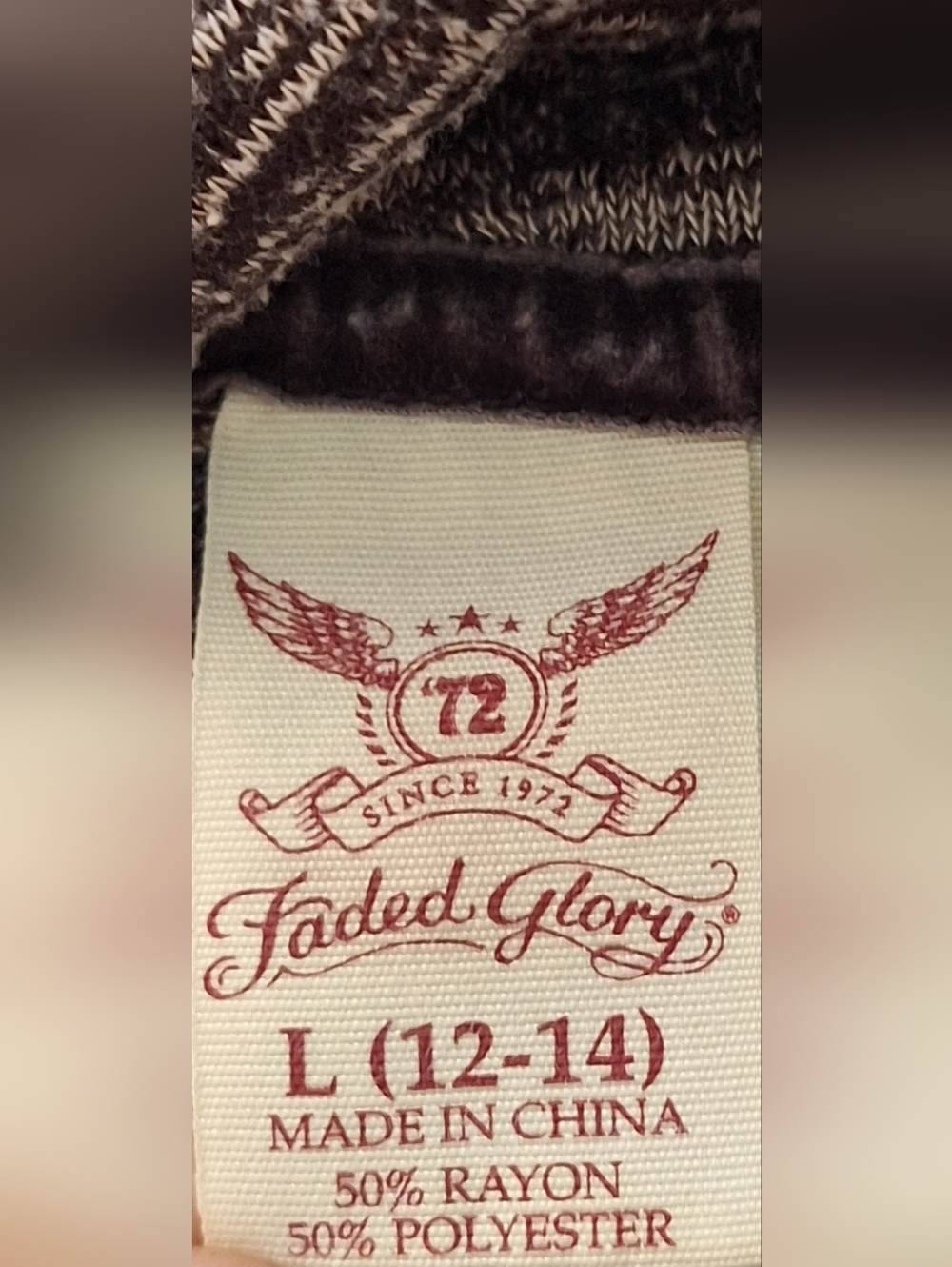 FADED GLORY Brown and Tan Space-Dye Cowl Neck Long Sleeve Top - Picture 5 of 5
